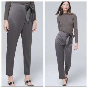 White House Black Market Bow-Belt Satin Tapered Ankle Pants